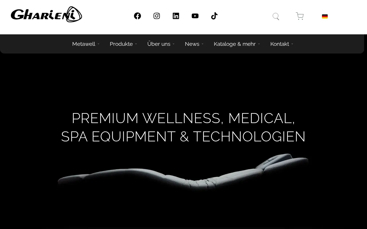 Website-Vorschau von Gharieni – Behandlungsliegen & Praxisausstattung