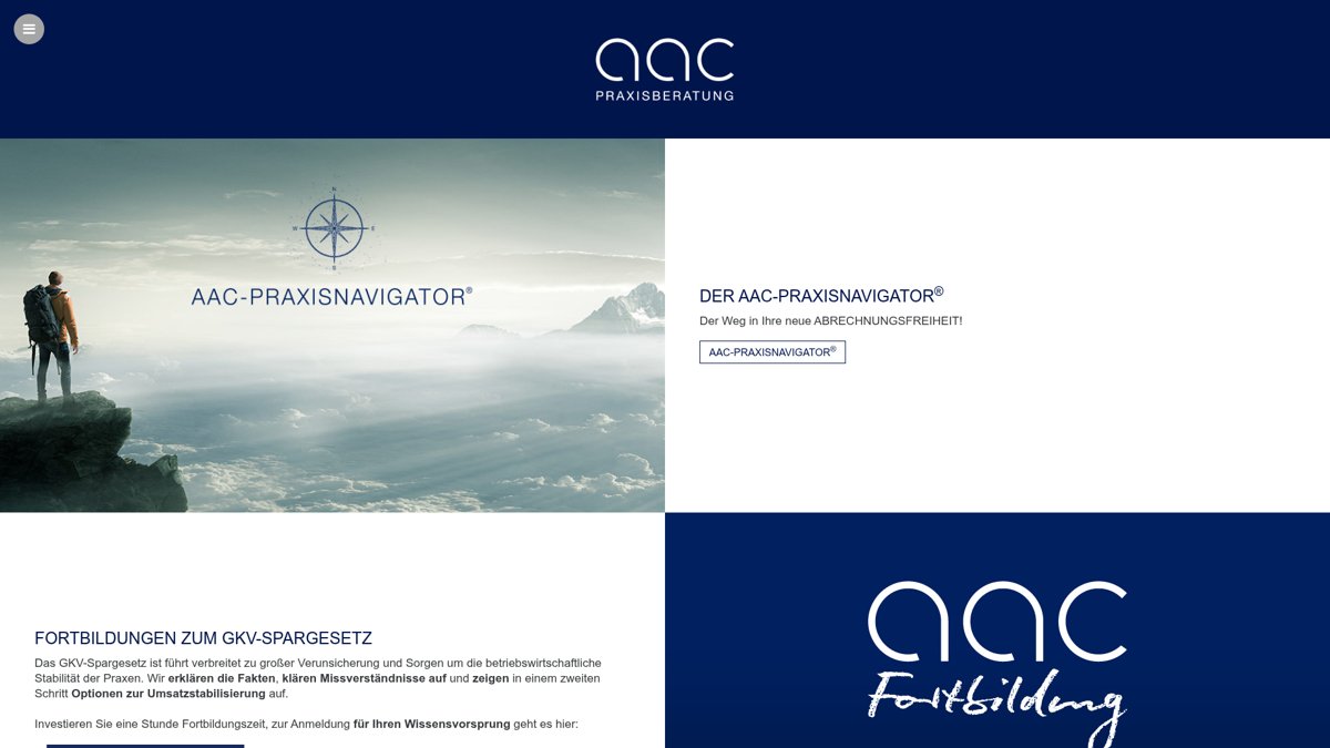 Website-Vorschau von AAC Praxisberatung AG – KV- & HzV-Abrechnung, Honorarberatung
