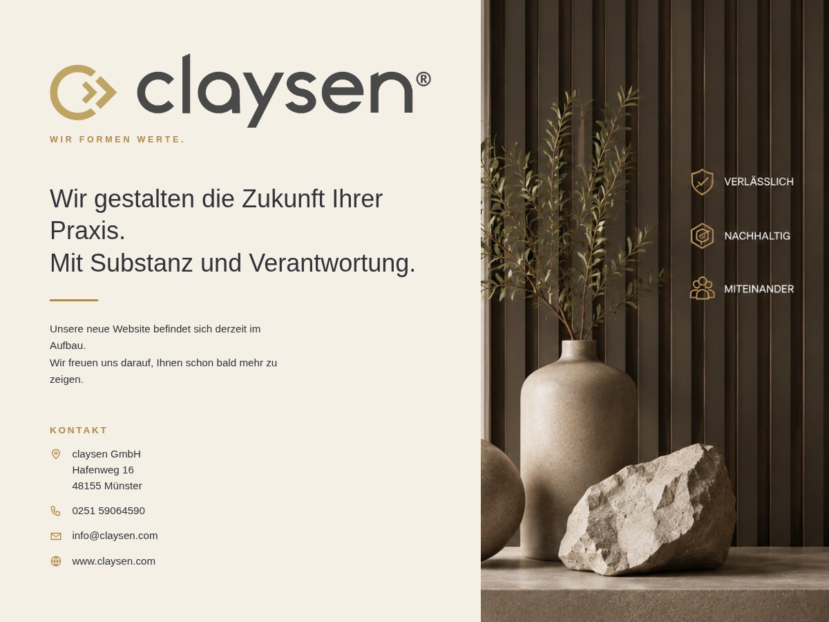 Website-Vorschau von claysen GmbH – Praxisentwicklung, Werte & Nachfolge