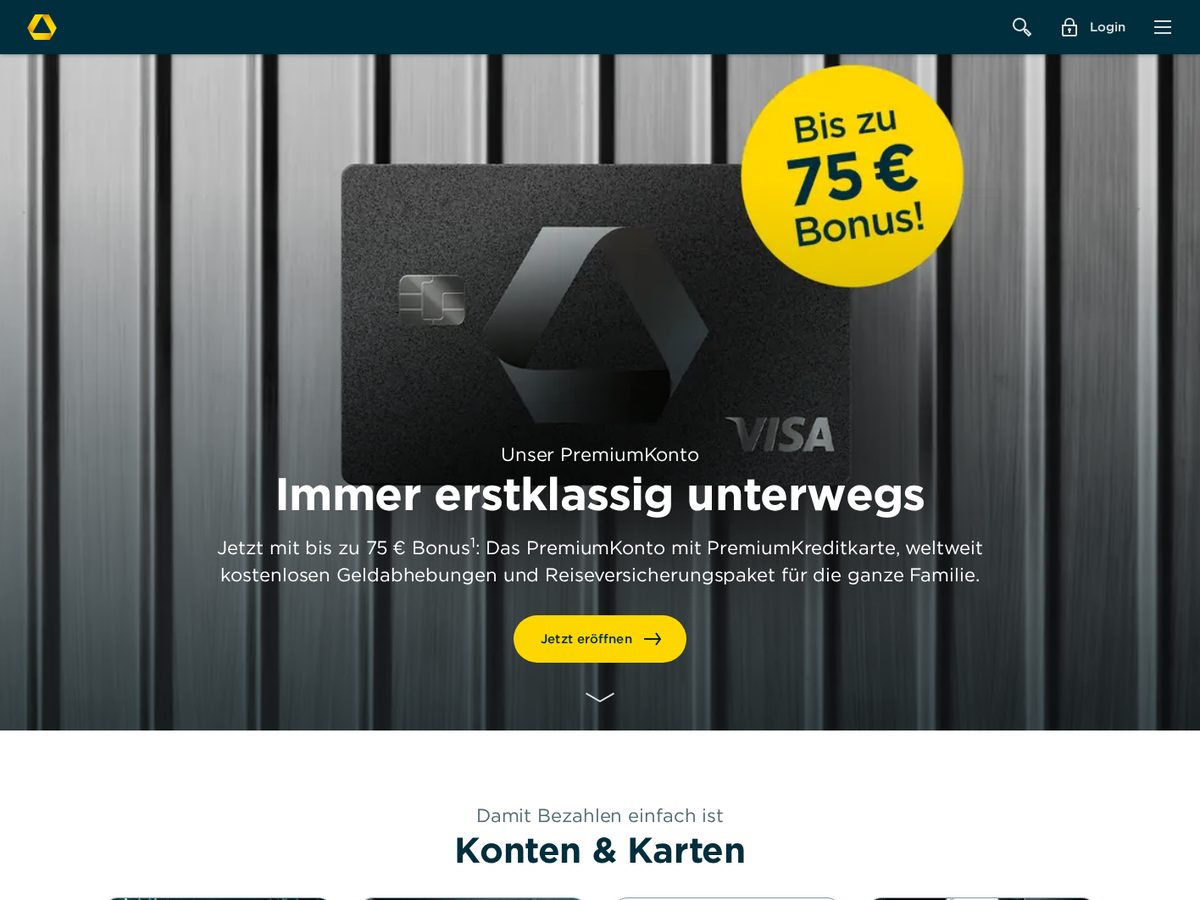 Website-Vorschau Commerzbank – Finanzierung & Praxisbanking