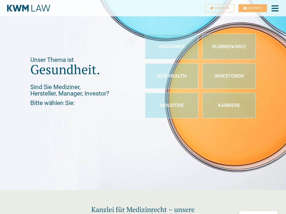 Website-Vorschau KWM LAW – Medizinrecht & Vertragsgestaltung
