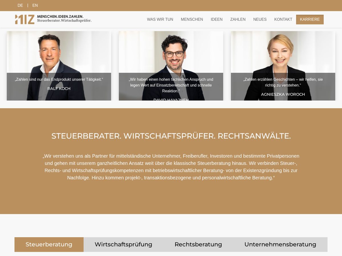Website-Vorschau MIZ Steuerberater – Steuerberatung & Betriebswirtschaft