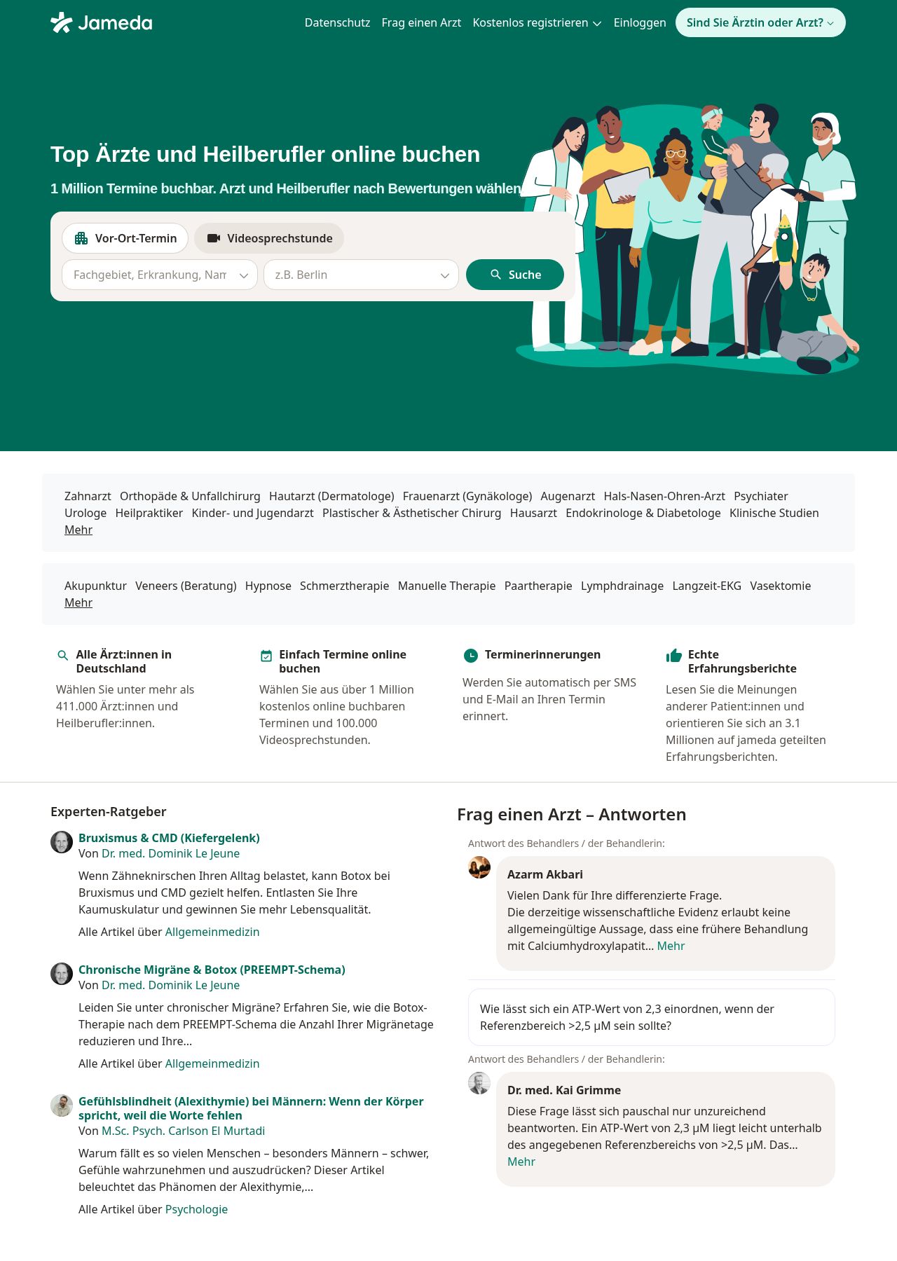 Website-Vorschau von jameda – Arzttermine & Patientenbewertungen