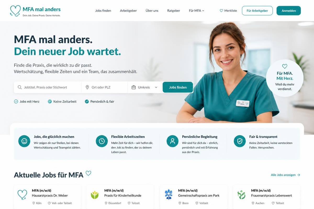 Website-Vorschau von MFA mal anders – Stellen- und Karriereplattform für MFA